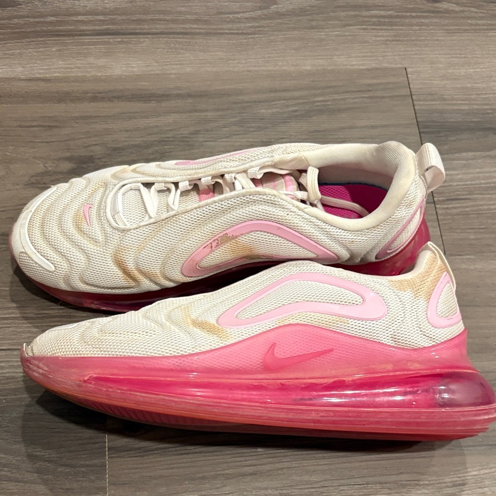 Nike Women's Cream and Pink Air Max Sneakers
